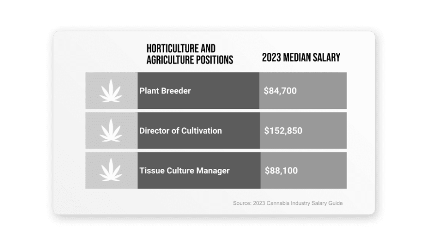 Horticulture and agriculture position salaries